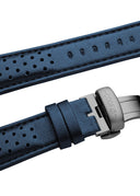 21 mm Blue perforated leather strap